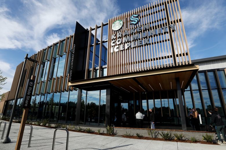 Starbucks has a community store at the Kraken Community Iceplex in Seattle’s Northgate area. (Ken Lambert / The Seattle Times, 2021)