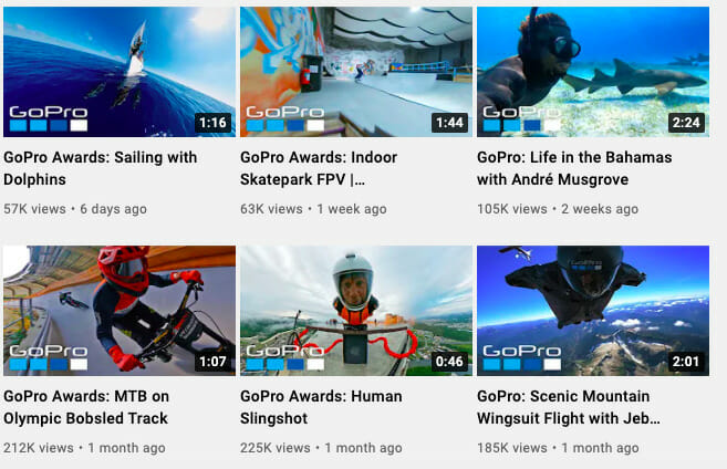 GoPro UGC as example of popular video content types