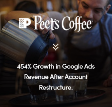 single grain peet's coffee revenue growth from google ads after account restructure.