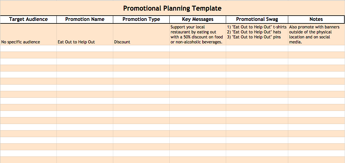 SG - promotional planning template